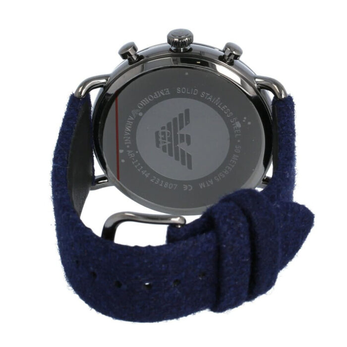 Emporio Armani Aviator Quartz Grey Dial Blue Fabric Strap Watch For Men - AR11144 - Image 8